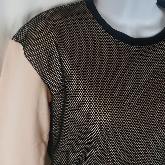 Guess Women's 10 Mesh & Pink Cropped Sweater - Picture 2 of 14